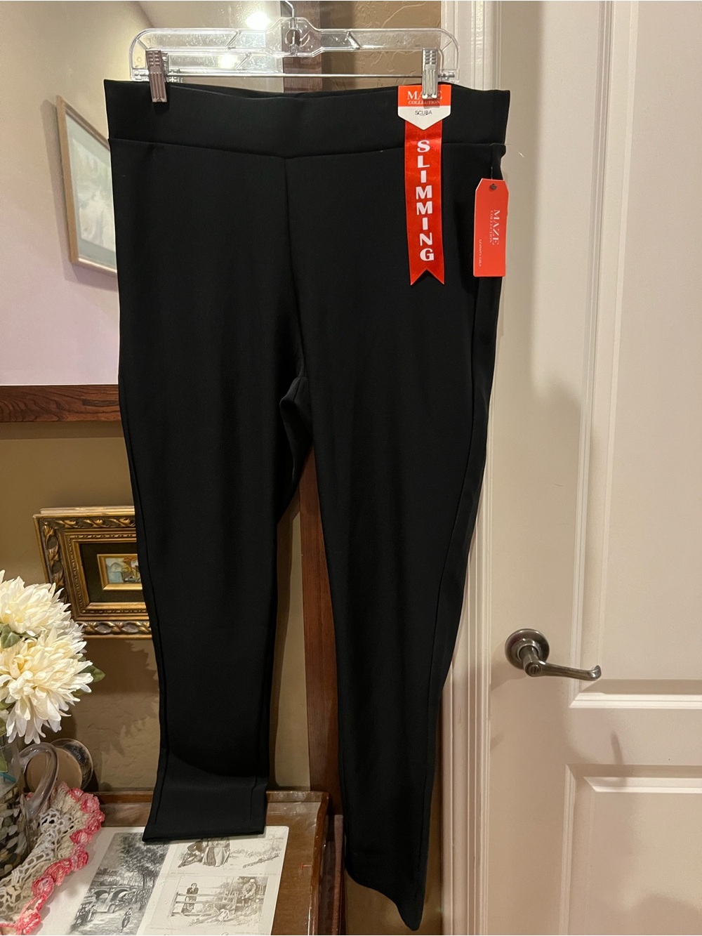 Women’s Maze Black Slimming Scuba Pants 2X